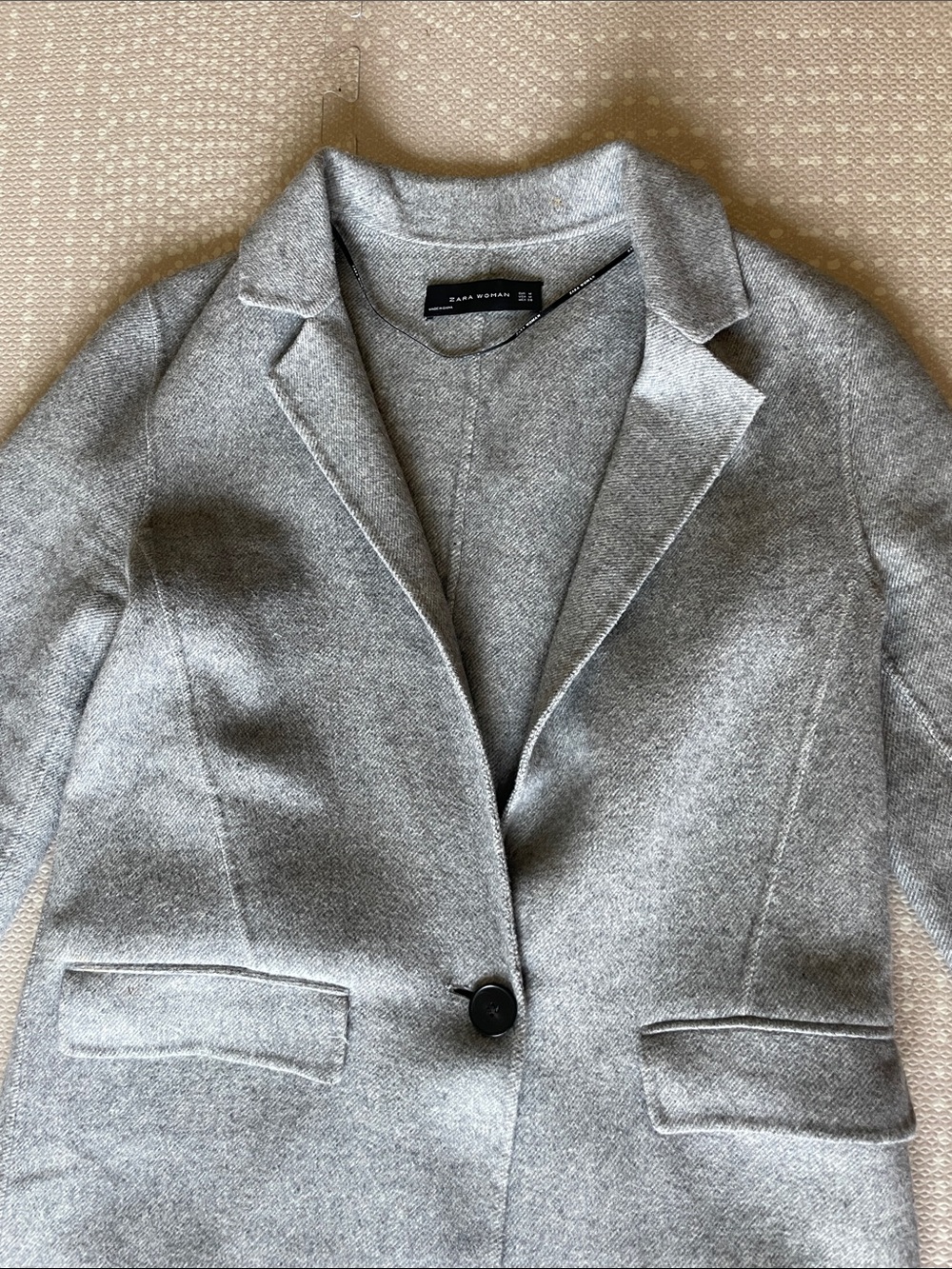 Zara Gray Single-Button Wool Blend Long Trench Coat - Picture 2 of 10